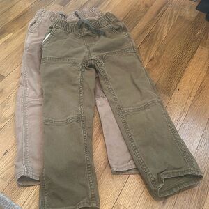 Gap carpenter jeans bundle. 2 pairs - green and tan. 5 year.